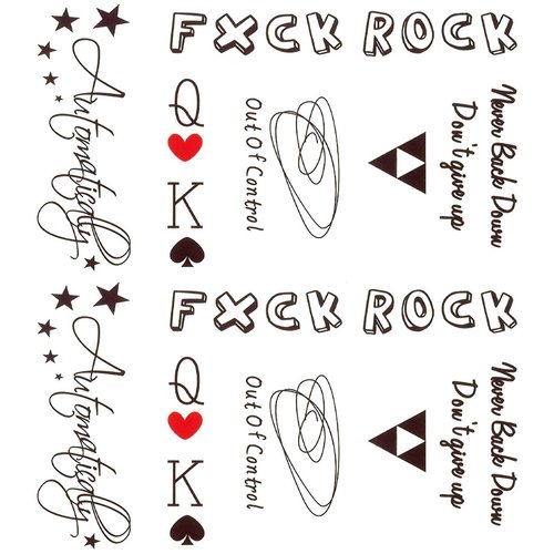 Oottati 2 Sheets Small Tiny Finger Temporary Tattoo Stickers Spade Heart Triangle Star Quote