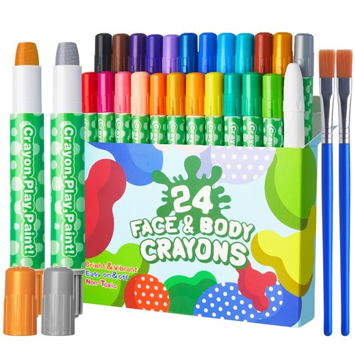 Lictin Face Painting Kits for Kids - 24 Colors Twistable Face Paint Crayons, Water Based Face Paint Marker Sticks for Halloween, Christmas, Cosplay, Face Makeup Body Paints Sticks for Kids and Adults