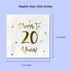 Cheers to 20 Years Cocktail Napkins | Happy 20th Birthday Decorations for Men and Women and Wedding Anniversary Party Decorations | 50-Pack 3-Ply Napkins | 5 x 5 inch Folded (White)