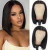 10 Inch Bob Wig Human Hair 13x4 HD Lace Front Wigs Human Hair Pre Plucked Short Bob Wig Lace Frontal Wigs for Black Women Human Hair Bob Wig 180% Density Straight Human Hair Wigs Natural Color