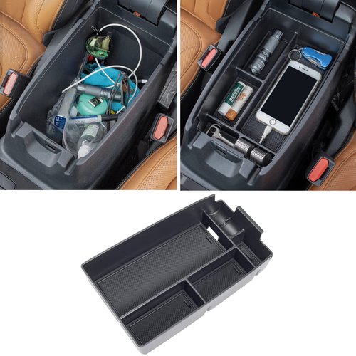 TOPINSTALL Center Console Organizer Compatible with Ford Escape 2020-2024/Bronco Sport 2021-2024 Accessories, Armrest Box Long Compartment Storage Tray Coin Container-Black