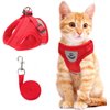 Cat Vest Harness and Small Dog Vest Harness for Walking, All Weather Mesh Harness, Cat Vest Harness with Reflective Strap, Step in Adjustable Harness for Small Cats (Red, XS)