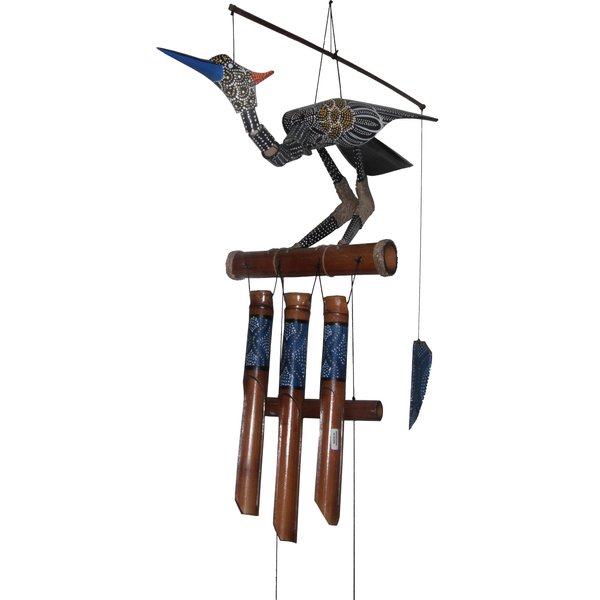 Cohasset Gift & Garden Aurora Bobbing Head Bird Bamboo Wind Chime - Exquisite Handcrafted Outdoor Decor,Gentle Melodic Tones for Zen Garden Eco-Friendly Bamboo&Coconut Wood Animated Movement in Breeze