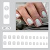 Short Square Press on Nails Aurora Irregular Pattern Designs Fake Nails Full Cover Stick on Nails Acrylic Stick on Nails Reusable Laser Artificial False Nails Glue on Nails for Women 24Pcs