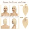 Rich Choices Hair Toppers For Women 100% Real Human Hair Topper With Bangs Silk Base Clip In Top Hair Pieces For Women With Thinning Hair (Bleach Blonde, 14 Inch)