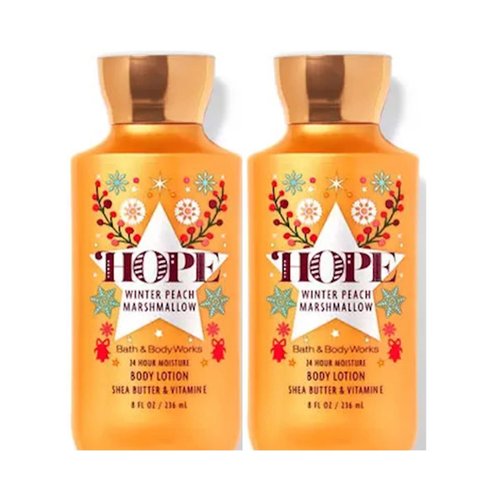 Bath & Body Works Winter Peach Marshmallow Super Smooth Body Lotion Sets Gift For Women 8 Oz -2 Pack (Winter Peach Marshmallow)