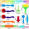 Oun Nana Playdough Tools 11 PCS Basic Playdough Starter Set for Kids, Playdough Accessories with Pizza Cutter, Safety Scissors, Rolling Pin, Roller, Dough Extruder, Spoon, Carving Tools, Plastic Knife
