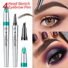 Eyebrow Pencil Eyebrow Microblading Pen - Eye Makeup Eyebrow Pen Micro 4 Point Brow Pen Lift & Snatch Eyebrow Microblading Pen Long-Lasting Waterproof Natural Eyebrow Hair (Reddish Brown)
