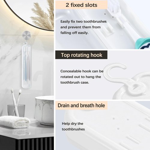 2 Packs Toothbrush Case, Lapfoon Toothbrush Travel Holder for Manual Toothbrushes, Toothbrush Travel Essentials, Travel Size Containers for Toothbrushes