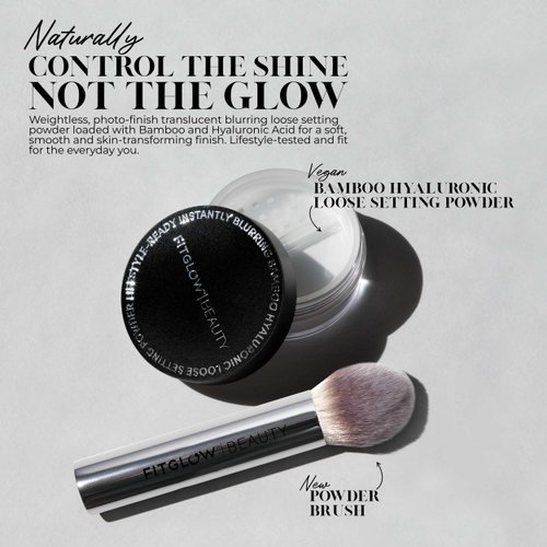 Fitglow Beauty | Bamboo Hyaluronic Loose Setting Powder + Brush Duo