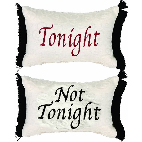 Manual 12.5 x 8.5-Inch Decorative Throw Pillow, Tonight or Not Tonight Reversible Damask