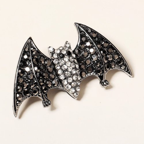 Xerling Halloween Rhinestone Black Bat Hair Clips Horror French Barrette Hair Pins for Girls Vintage Automatic Hair Spring Clips Accessories for Women (Bat)