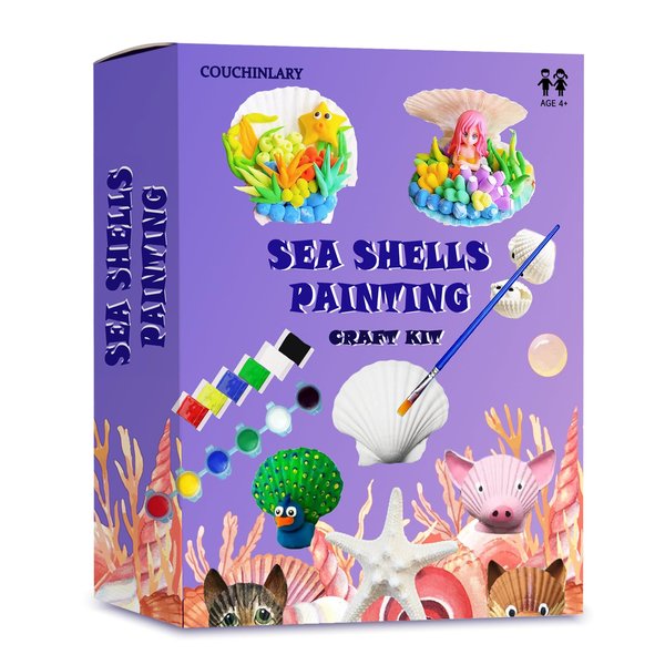 COUCHINLARY DIY Natural Sea Shells Painting Kit for Kids Children Starfish Glow in The Dark Arts&Crafts Kit Gifts Creative Art Toys for Girls Boys Age 4+,5, 6, 7, 8, 9, 10, 11, 12 Year Old