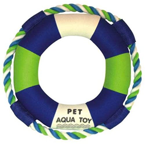 Pet Life Life Raver Rounded Squeaking and Jute Rope Floating Dog Toy, Blue