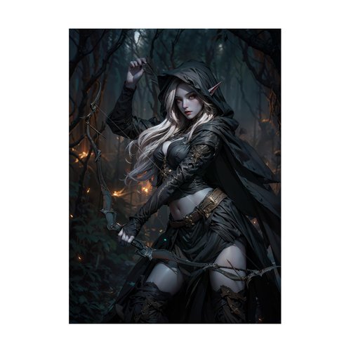 Katomula 100 PCS MTG Card Sleeves with 100 PCS Perfect Fit Sleeves, Art Matte Card Sleeves with Inner Sleeves - Fit Standard Size Cards - Dark Elven Archer