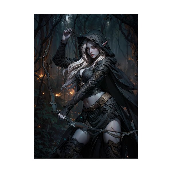 Katomula 100 PCS MTG Card Sleeves with 100 PCS Perfect Fit Sleeves, Art Matte Card Sleeves with Inner Sleeves - Fit Standard Size Cards - Dark Elven Archer