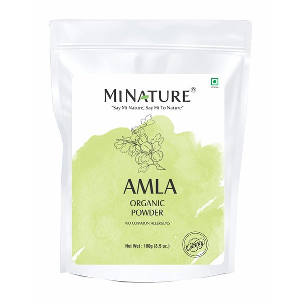 Amla Powder (Amla Fruit Powder) by mi nature| USDA Organic | Amalaki | 100g (3.5 oz) | High in Vitamin C, antioxidants, Energy booster | Hair Growth | Raw,Vegan,Gluten free R