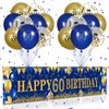 60th Birthday Decorations for Men Women Navy Blue and Gold 60th Birthday Yard Banner and 18 PCS 60th Birthday Balloons Birthday Party Supplies for Anniversary Birthday Party Indoor Outdoor Yard Decor