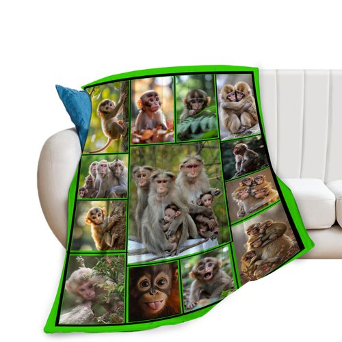 Chimpanzee Blanket Chimpanzee Chimp Pictures Decor Gift Pictures Animals Throw Blanket Cozy Flannel Soft Warm Plush Lightweight Bedding Fleece for Boy Man Sofa Bedding Couch 40"x50"