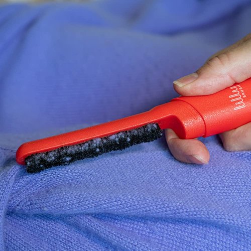 Lilly Brush Save Our Sweaters Fabric Pill Remover & Lint Brush. for Cashmere, Cotton, Wool & Silk Knits Only. NOT for use on Polyester, Nylon, or Acrylic. Travel Sized (Red)