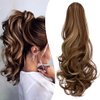 Mitrygreen Claw Clip Ponytail Extension 18" Clip in Wavy Ponytail Hair Extensions Long Pony Tails for Women Extensions Ash Blonde Mix Light Brown Wave Hairpiece