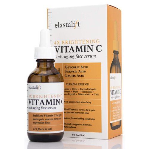 Elastalift Vitamin C Facial Serum For Age Spots, Wrinkles, & Expression Lines. Anti-Aging Face Serum W/Vitamin C & Hyaluronic Acid Brightens Skin To Promote Healthier Skin Complexion, 1.75 Fl Oz