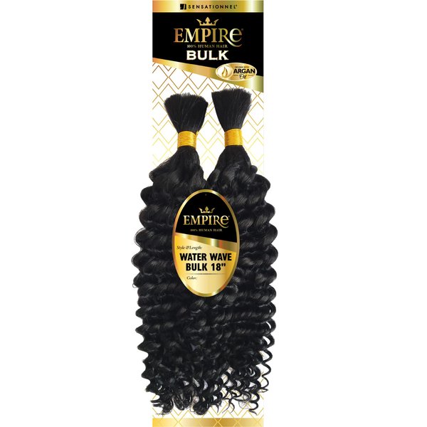 Sensationnel Empire Bulk hair braiding – Empire Water Wave Bulk 18 inch human hair boho braids with for knotless box or curly loose wave - HH EMPIRE Water Wave Bulk 18 inch (1 JETBLACK)