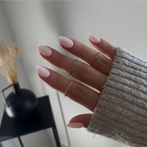 KXAMELIE Pale Pink Press on Nails Short Oval,Round Fake Nails For Girls,Short Almond False Nails Glue on,Instant Acrylic Nails Press ons,Blank Short Nails Set in 12 Sizes