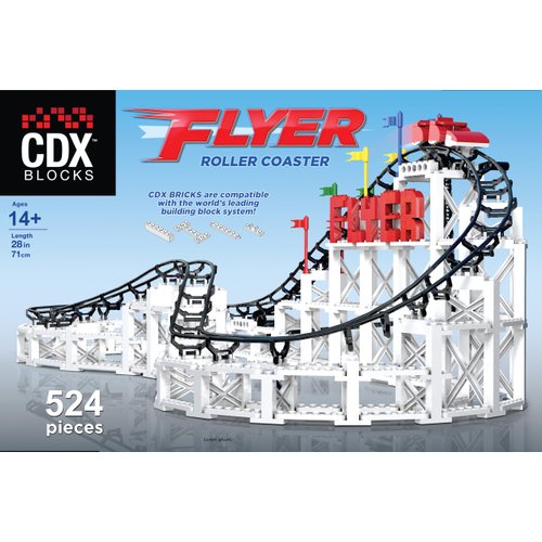 CDX Blocks: Flyer - 539 Pieces, Building Brick Set, Gravity Powered Roller Coaster Model, Promotes STEM Learning