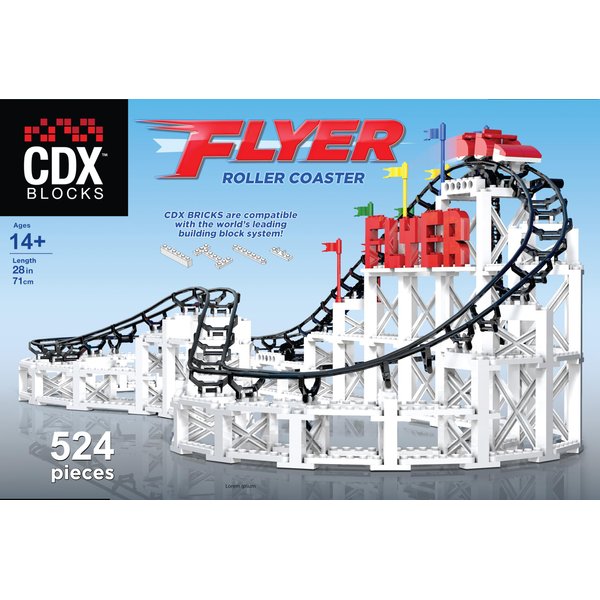 CDX Blocks: Flyer - 539 Pieces, Building Brick Set, Gravity Powered Roller Coaster Model, Promotes STEM Learning