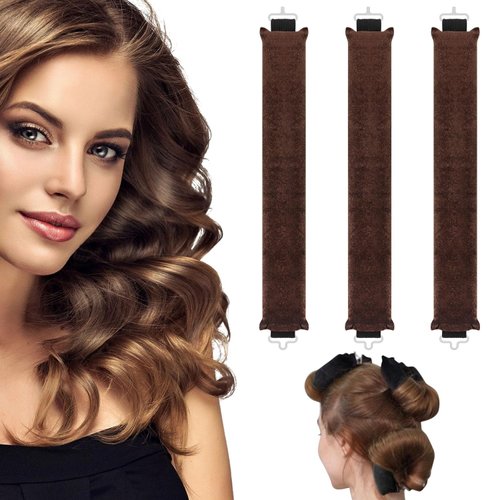 AIDUCHO Flexible Heatless Hair Curlers for Long Hair, 3PCS Soft Overnight Curl Rods with Hook, Upgraded Hair Curling Rods for Blowout Curls