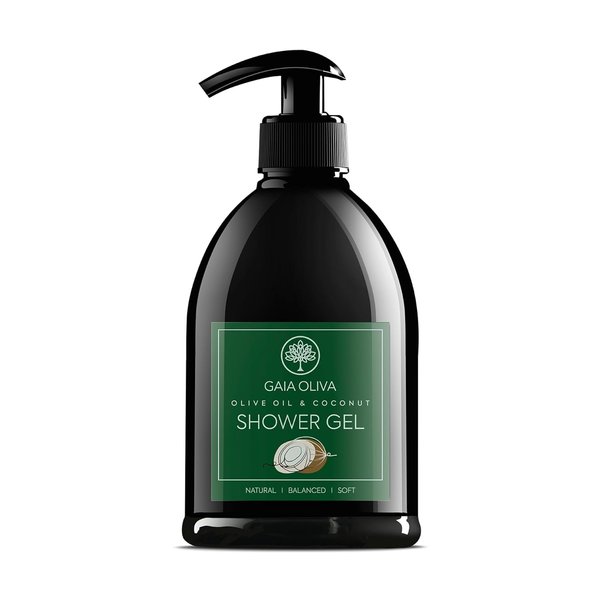 GAIA Oliva Liquid Shower Gel Olive Oil Moisturizing, Bath Body Wash, Bottle 16.9 FL OZ (Pack of 1, Coconut)