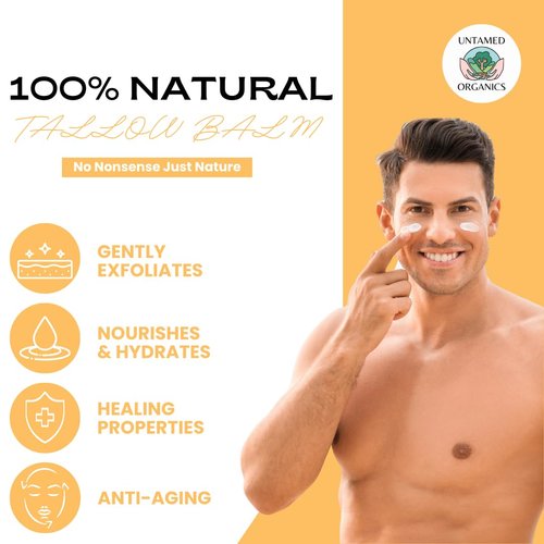 Untamed Organics Handmade Tallow & Honey Skin Balm | 100% Grass-Fed Grass-Finished Tallow + Raw Wild Honey | All Purpose Whole Body & Face Moisturizer For Sensitive Skin, 2 fl. oz. (Unscented)