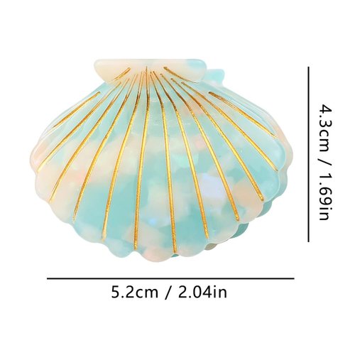 Shell Claw Clip,Acetate Hair Clips,Small Hair Clips for Women,Cyan
