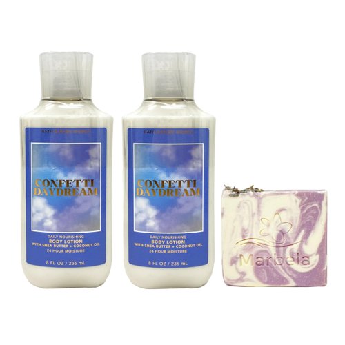 Bath & Body Works Confetti Daydream 2 Piece Daily Nourishing Body Lotion Set with a Lavender Dream Bar Soap - Full Size