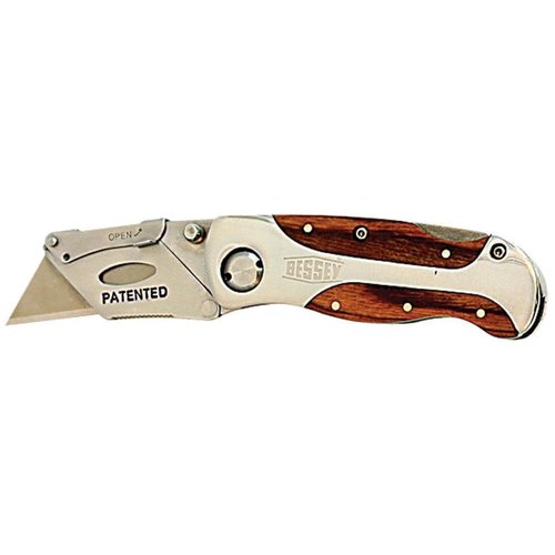 BESSEY D-BKWH Quick-Change Folding Utility Knife - Wood Grain Handle, One Color
