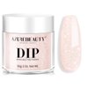 AZUREBEAUTY Dip Powder - Peachy Pink Shimmer Color 2Oz/56g, Shiny Rose Pink Glitter Dipping Powder Crystal French Nail Art Starter Manicure Salon DIY Home Gift