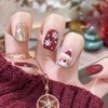 6 Packs (144 Pcs) Christmas Press on Nails Square, Red Press on Nails Short, Medium Press on Nails, Snowflake False Nails, Glue on Nails, Red Fake Nails for Women, Stick on Nails 12 Sizes-6 styles