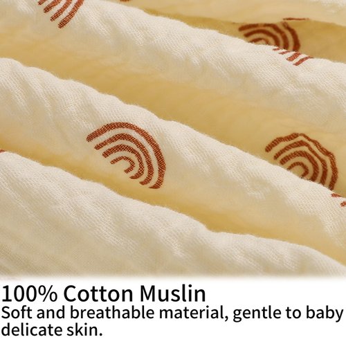 Muslin Nursing Pillow Cover Soft 100% Cotton Feeding Pillow Slipcover Fits Standard Infant Nursing Pillow or Positioner for Boy and Girl, Rainbow Printing