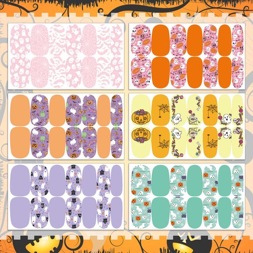 TailaiMei 12 Sheets Halloween Nail Wraps Stickers, Nail Polish Strips Self-Adhesive Full Wraps with 2 pcs Nail Files for DIY Nail Art Decals (Witch Style)
