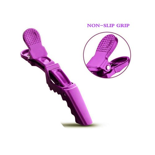 BEINY 6Pcs Plastic Non Slip Hair Clips - Professional Hairdressing Styling Sectioning Clips - Salon Alligator Clips for Thick Hair - Haircut Accessories Hairgrips for Women Girls (Purple)