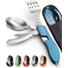 Orblue 4-in-1 Camping Utensils, 2-Pack - Portable Stainless Steel Spoon, Fork, Knife & Bottle Opener Combo Set - Travel, Backpacking Cutlery Multitool, Blue