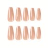 RikView Coffin Press on Nails Long Fake Nails Nude Nails for Women Full Cover Nails 24 PCs/Set