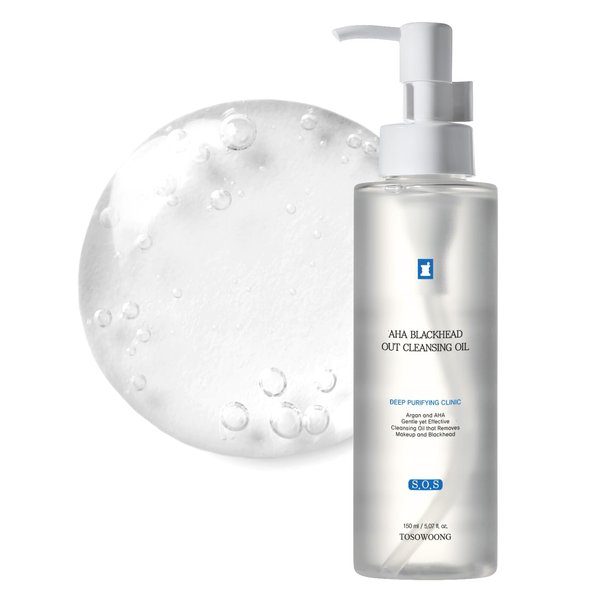 TOSOWOONG AHA Blackhead Out Cleansing Oil, Tea Tree Oil & Jojoba Oil, Makeup Remover, Blackhead & Pore Cleaner, Gentle Face Cleanser, Korean Skincare, 150ml, 5.07 fl. oz.