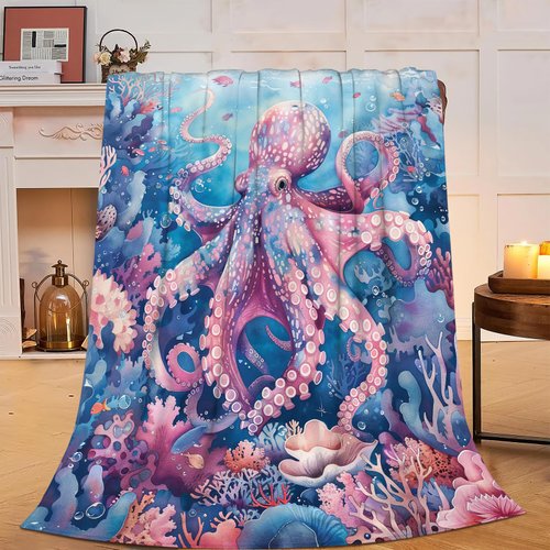 Ocean Octopus Blanket Nautical Octopus Fleece Throw Blanket Fuzzy Plush Super Soft Cozy Warm Octopus Decor Stuffed Animal Blanket Gifts for Boys Girls Kids Adult Men Women 40"x50"