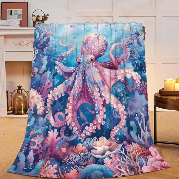 Ocean Octopus Blanket Nautical Octopus Fleece Throw Blanket Fuzzy Plush Super Soft Cozy Warm Octopus Decor Stuffed Animal Blanket Gifts for Boys Girls Kids Adult Men Women 40"x50"