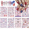 4th of July Nail Art Stickers, 8Sheets American Flag Patriotic Nail Decals Independence Day 3D Nail Stickers Nail Supply USA Flags Heart Star Design Manicure Sliders for Memorial Day Nail Decorations