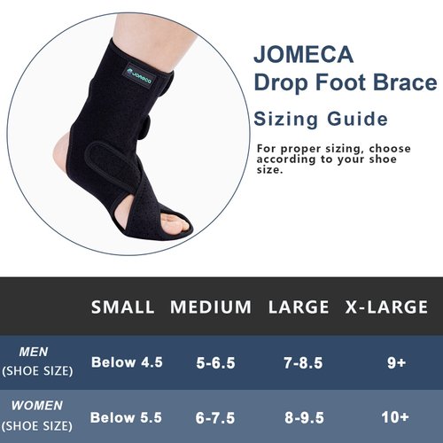 JOMECA Drop Foot Brace with Arch Support, Medical Grade Adjustable AFO & Foot Orthosis Brace for Walking, Relieve the Instability of Lower Limbs by MS, TBI, Stroke, Cerebral Palsy, Fracture (Left, Medium)
