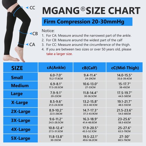 MGANG Thigh High Leg Sleeve 20-30 mmHg Graduated Compression with Grip Top, Medical Compression Stockings for Men and Women, with Varicose Veins, Lymphedema, Swelling & Venous Insufficiency, Beige M