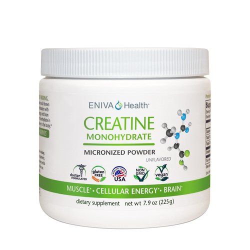 Eniva Health Creatine Monohydrate Powder, Amino Acid, Micronized Powder, 45 Servings 5 G 7.9 oz, Muscle Support, Muscle Growth, Cellular Energy, Cognitive Focus, Ultra-Pure, Pharmaceutical Grade